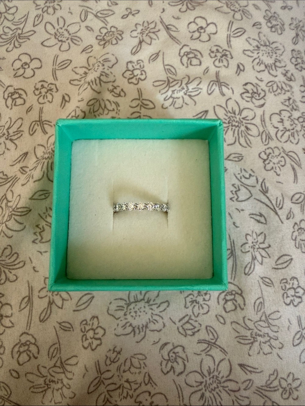 Silver Crystal Eternity Band - Elegant White/White Gold Tone